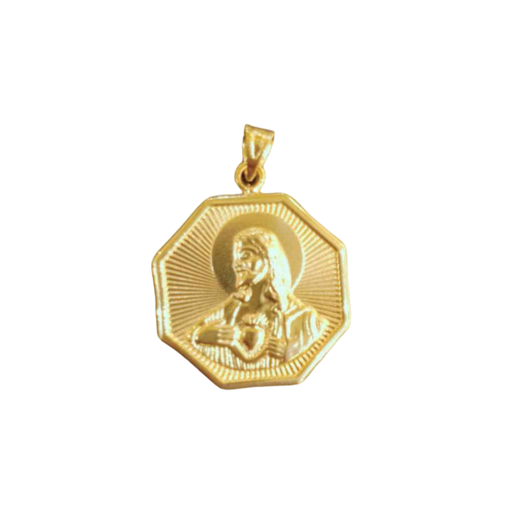 Octagon Back to Back Gold Pendant